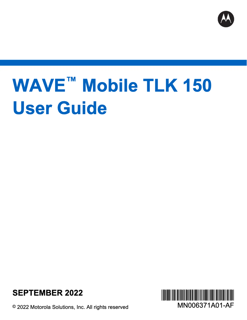 Image de la première page du manuel de l'appareil WAVE Mobile TLK 150
