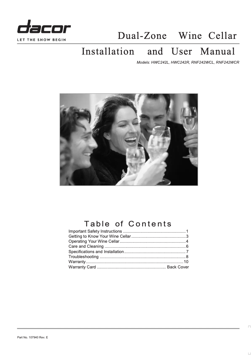 Image de la première page du manuel de l'appareil HWC242L