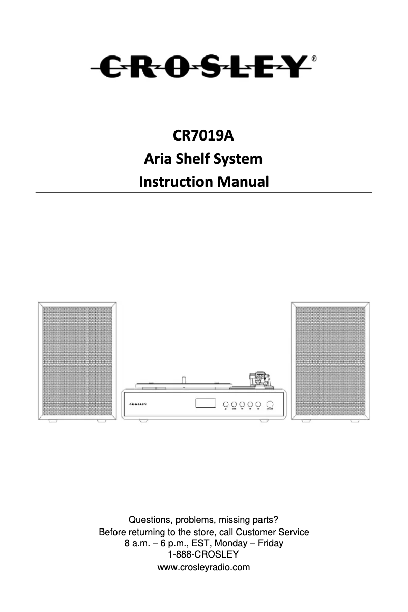 Image de la première page du manuel de l'appareil Aria CR7019A