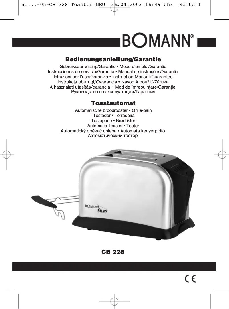 Image de la première page du manuel de l'appareil Shark CB 228