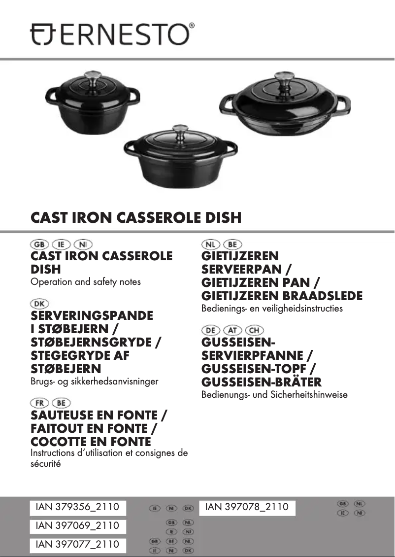 Page n°1 - Manuel utilisateur Ernesto HG09169A