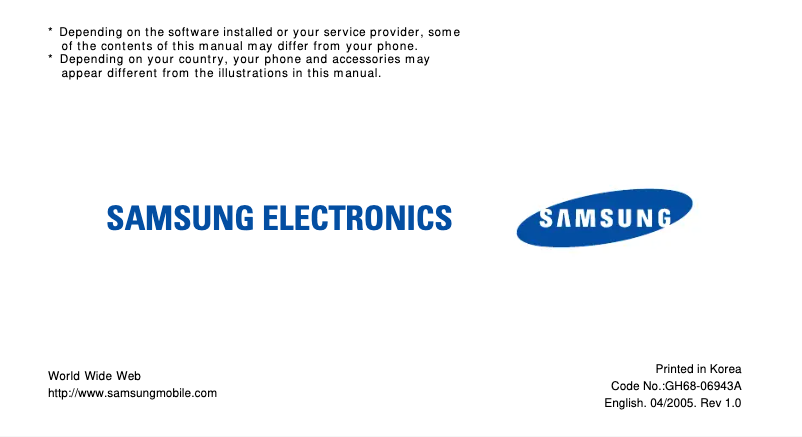 Page n°1 - Manuel utilisateur Samsung SGH-C230