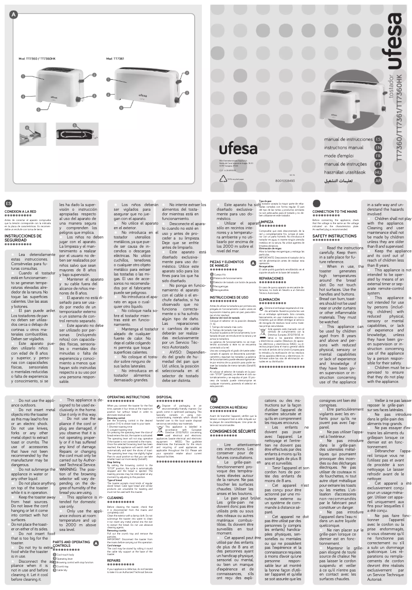Page 1 de la notice Manuel utilisateur Ufesa Activa TT7361