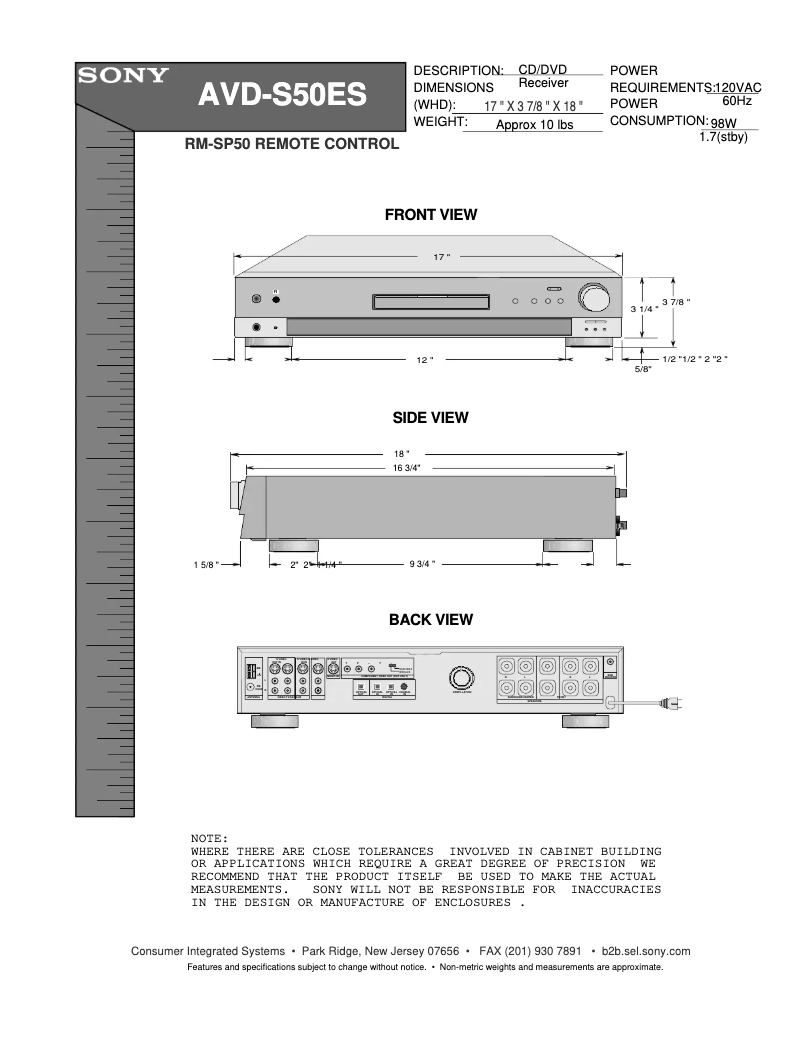 Page n°1 - Guide d'installation Sony AVD-S50ES