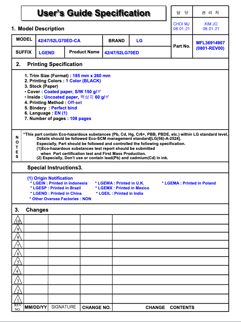 Página 1 del manual Manual de usuario LG 4270ED