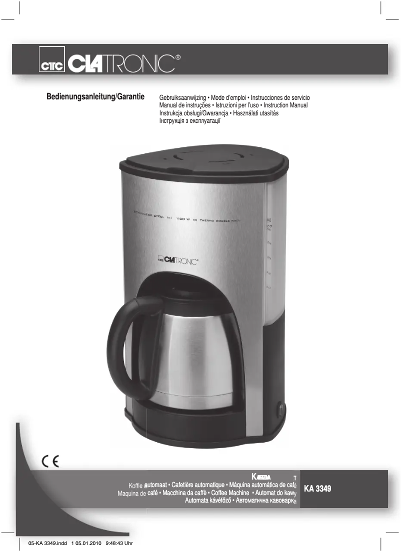 Page 1 de la notice Manuel utilisateur Clatronic KA 3349