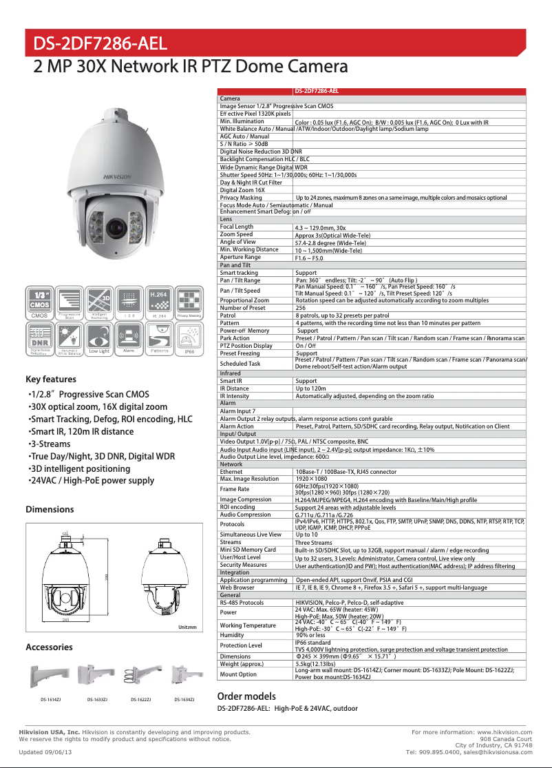 Page 1 de la notice Brochure Hikvision DS-2DF7286-AEL