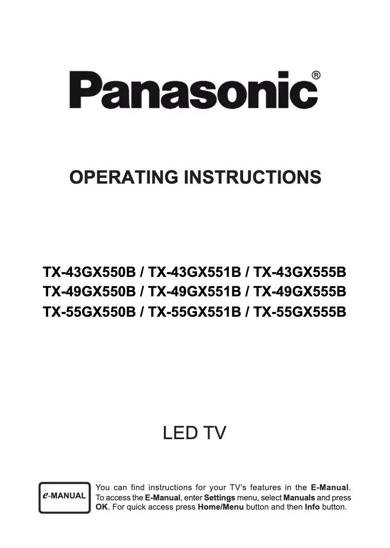 Page 1 de la notice Manuel utilisateur Panasonic TX-49GX551B