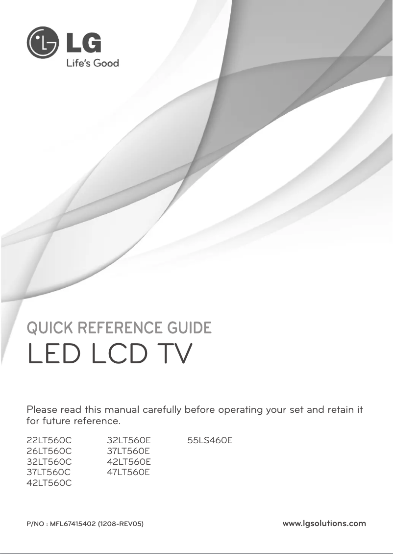 Image de la première page du manuel de l'appareil 55LS460E