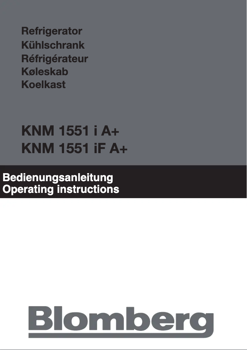 Page n°1 - Manuel utilisateur Blomberg KNM 1551 I