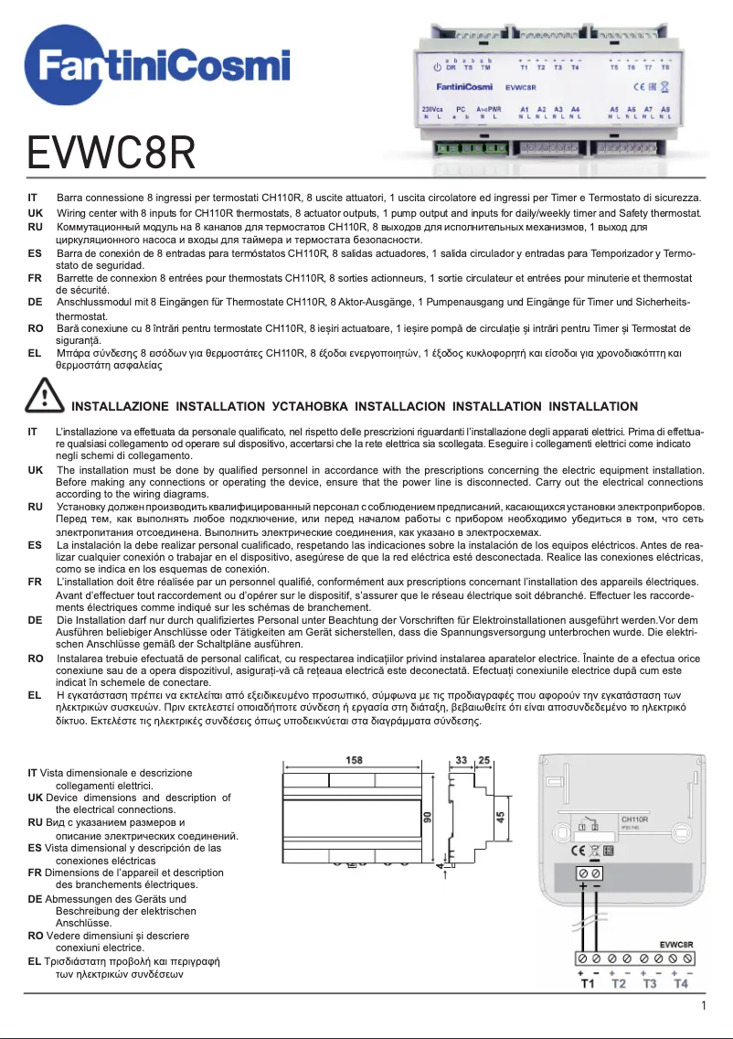 Página 1 del manual Manual de usuario Fantini Cosmi EVWC8R