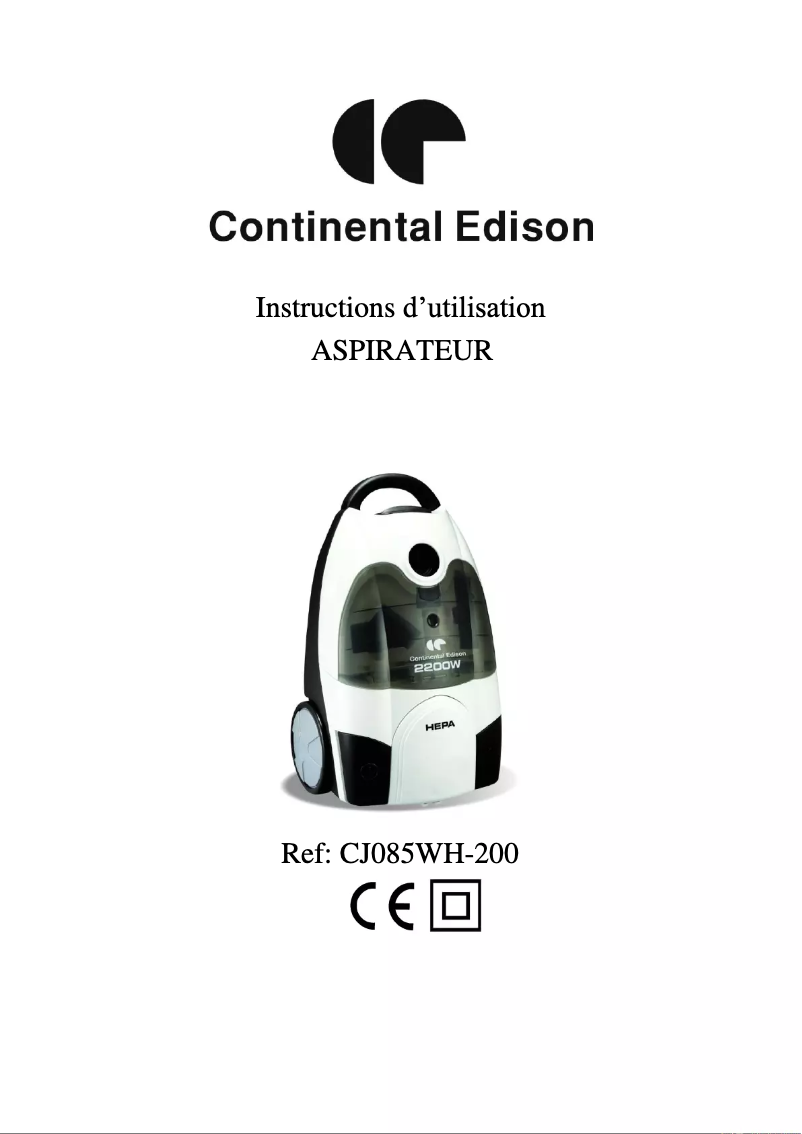 Page 1 de la notice Manuel utilisateur Continental Edison CECJ085G
