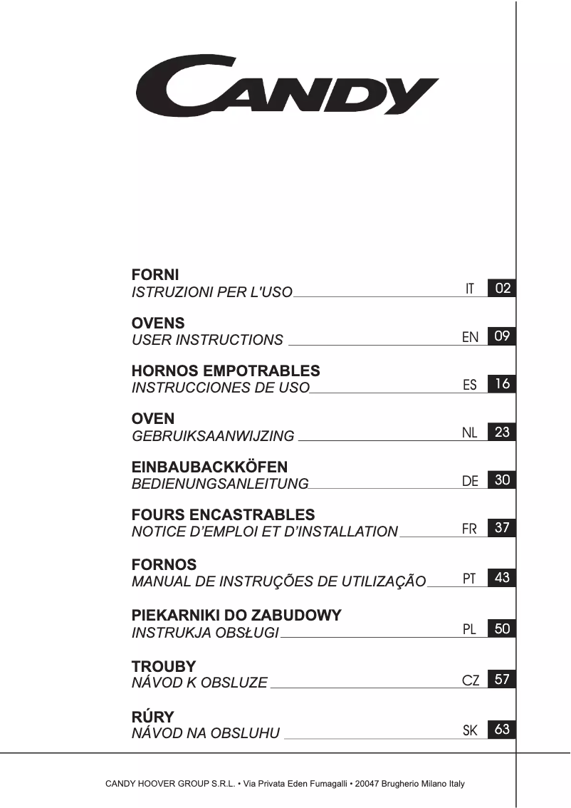 Page n°1 - Manuel utilisateur Candy FCP602W/E