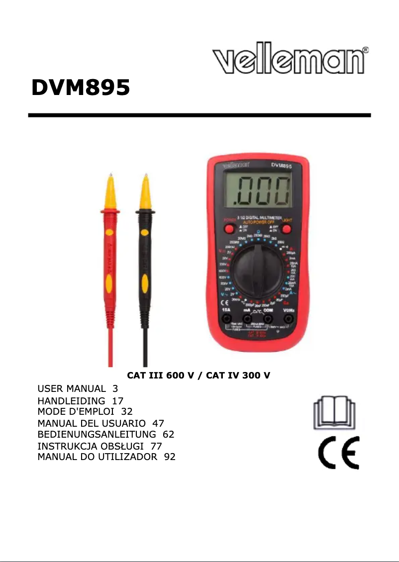 Page n°1 - Manuel utilisateur Velleman DVM895