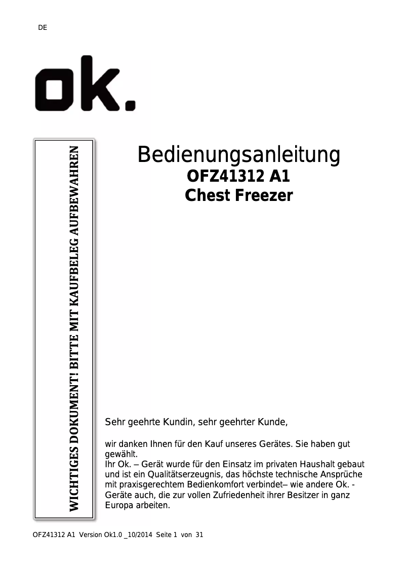 Page n°1 - Manuel utilisateur OK OFZ 41312 A1