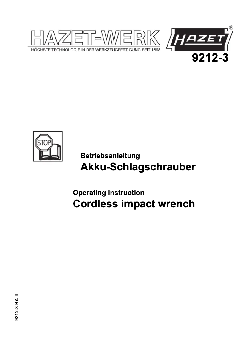 Página 1 del manual Manual de usuario Hazet 9212-3