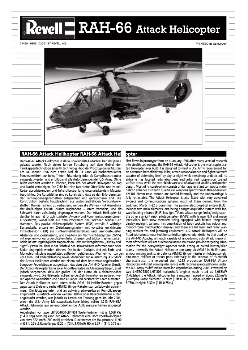 Image de la première page du manuel de l'appareil RAH-66 Attack Helicopter