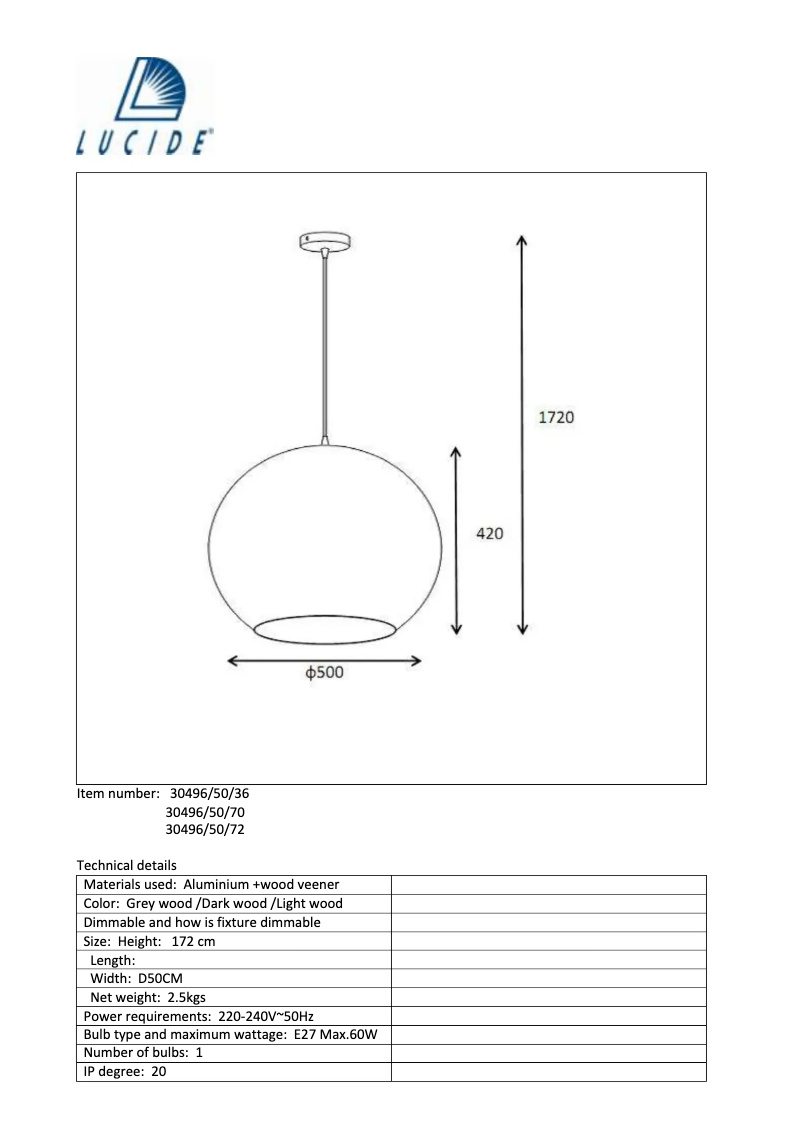 Page 1 de la notice Manuel utilisateur Lucide Bolstar