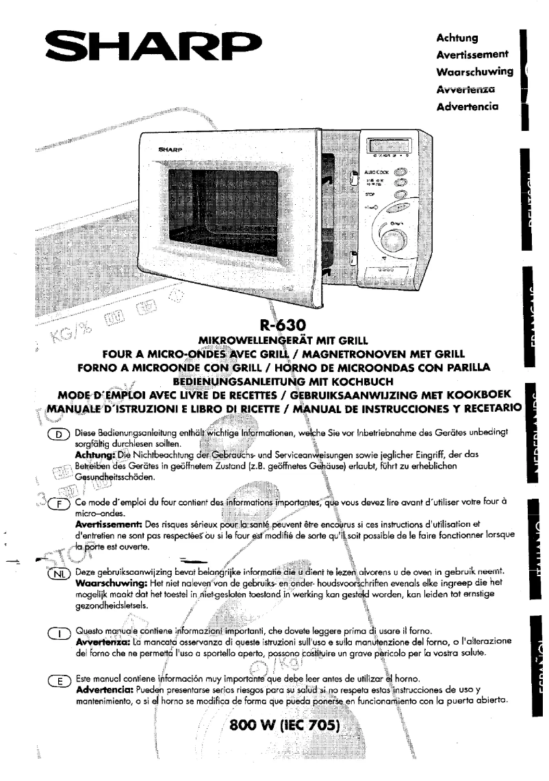 Page 1 de la notice Manuel utilisateur Sharp R630A