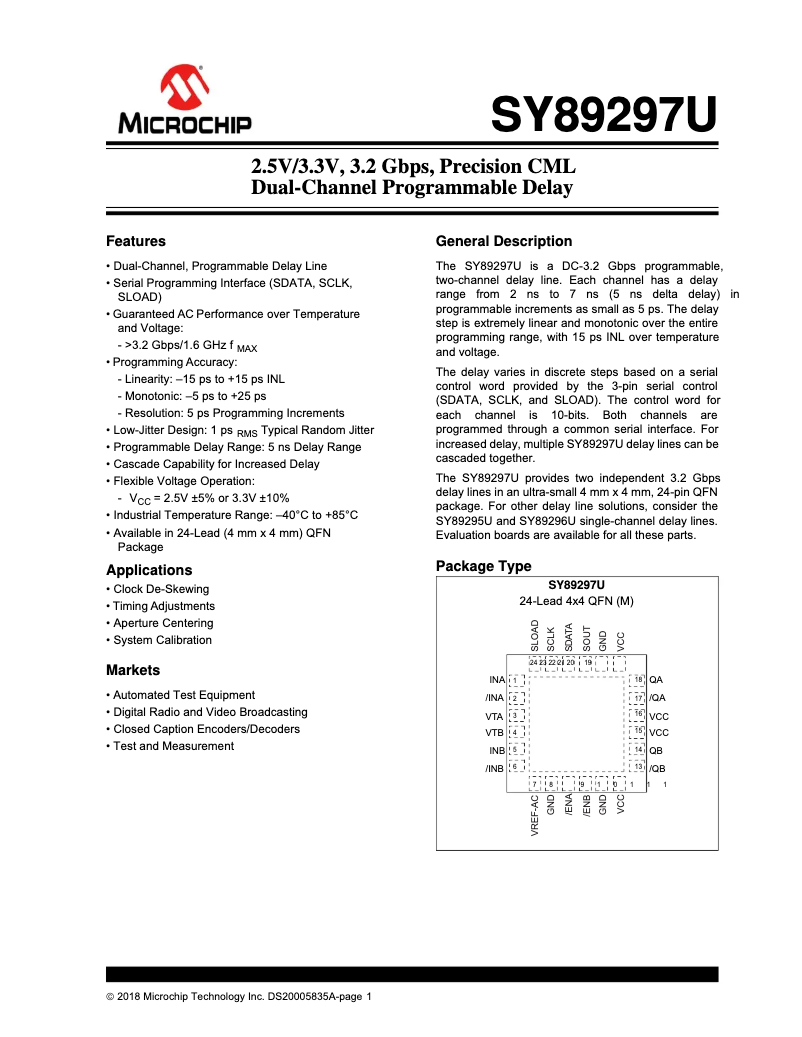 Page 1 de la notice Manuel utilisateur Microchip SY89297U