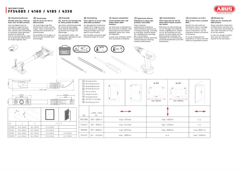 Page n°1 - Manuel utilisateur Abus FFS4185