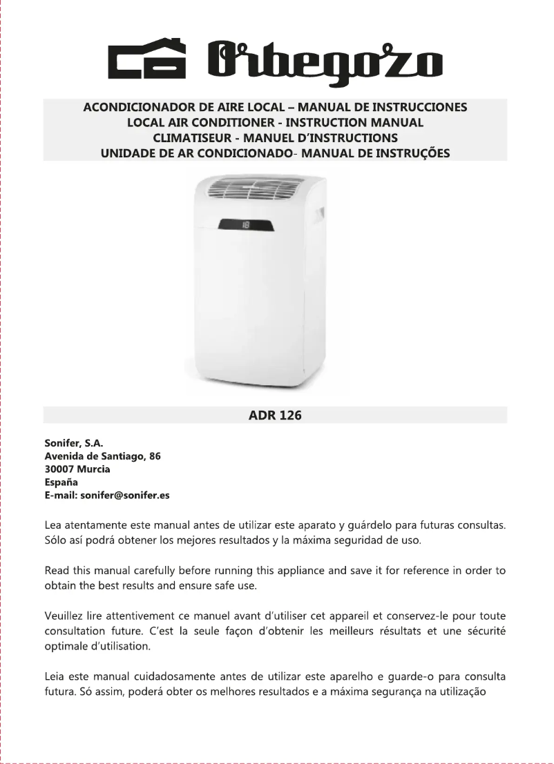 Page n°1 - Manuel utilisateur Orbegozo ADR 126