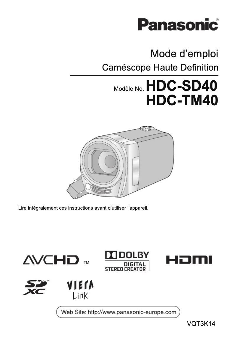 Page n°1 - Manuel utilisateur Panasonic HDC-TM40