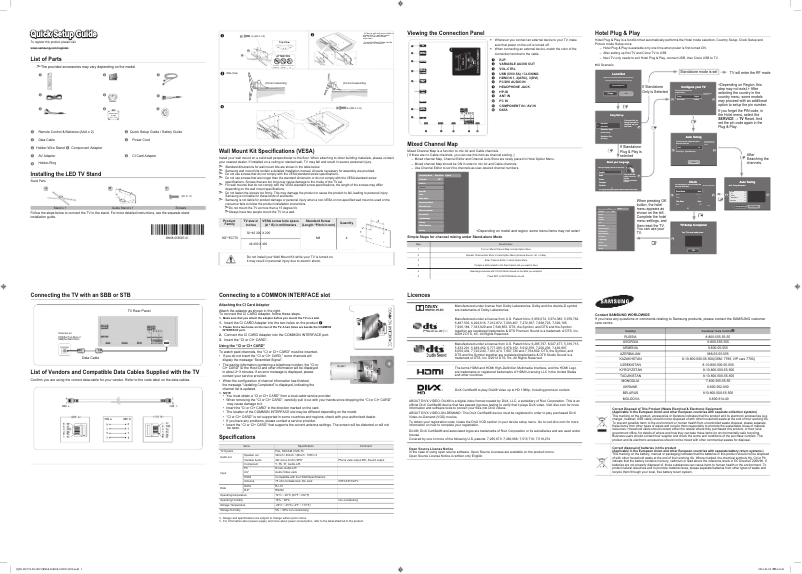 Page 1 de la notice Guide de démarrage rapide Samsung HG46EC770SK