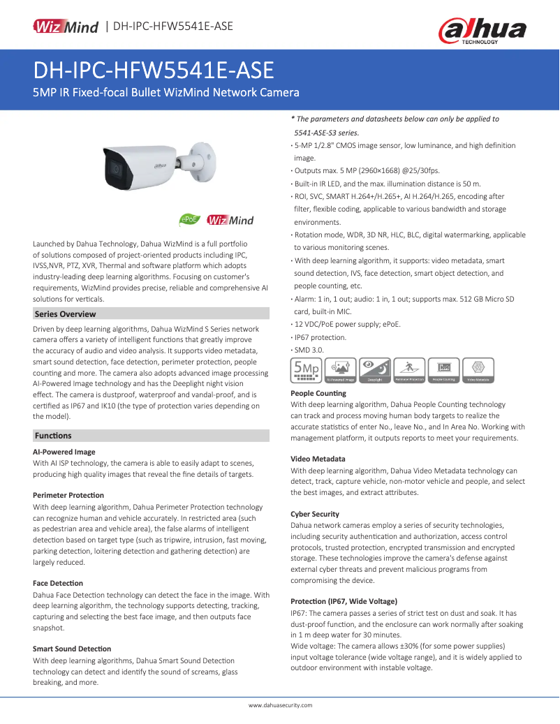 Image de la première page du manuel de l'appareil IPC-HFW5541E-ASE