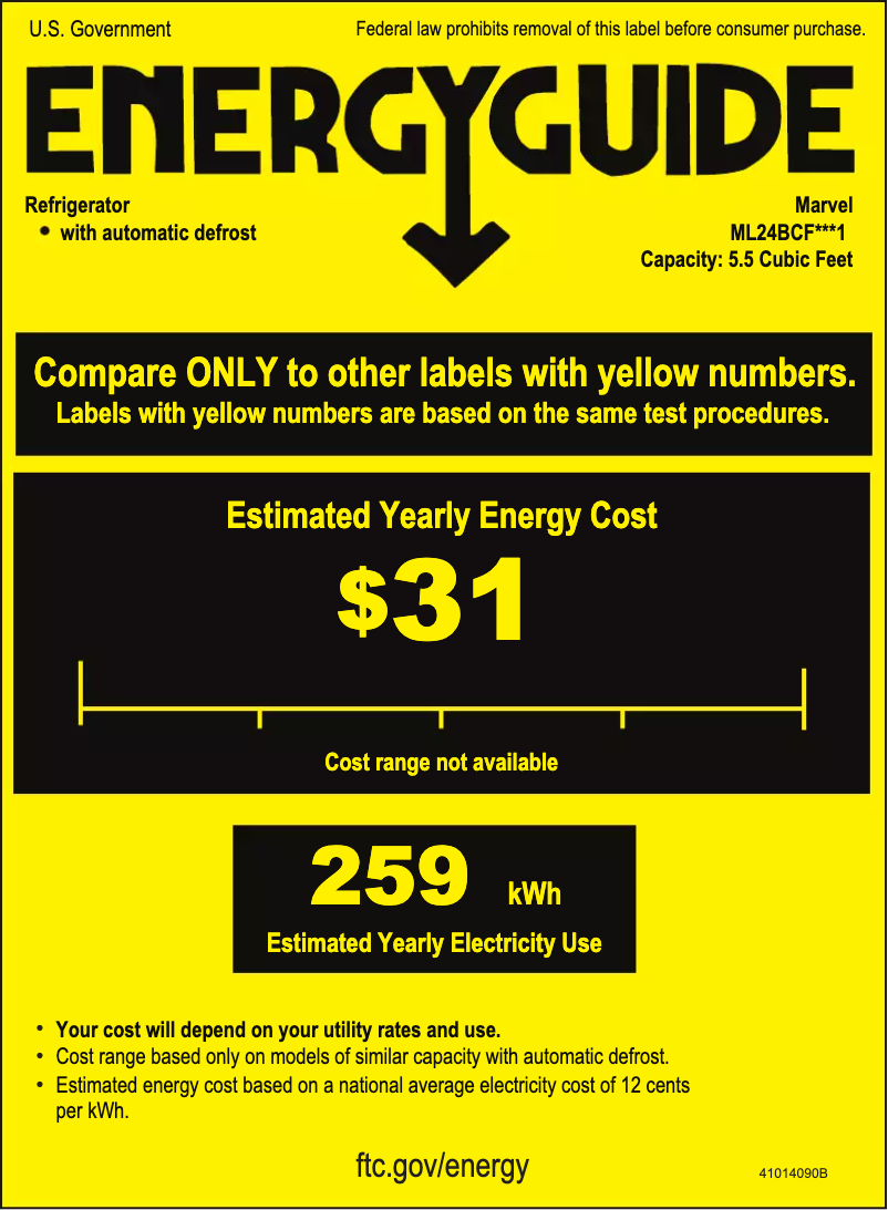 Page 1 de la notice Label énergétique Marvel ML24BCF2LP