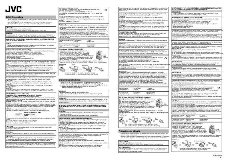 Image de la première page du manuel de l'appareil GY-HC900RCHE