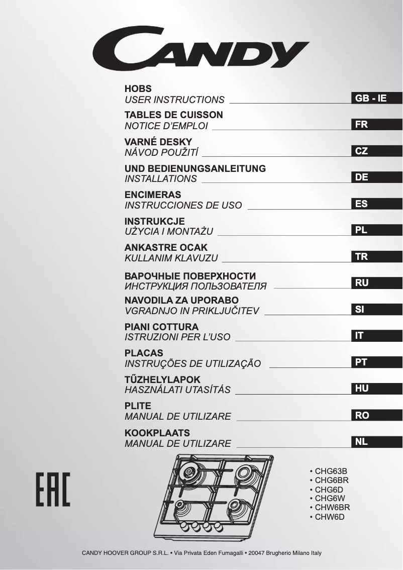 Page 1 de la notice Mode d'emploi Candy CHW6D4WX