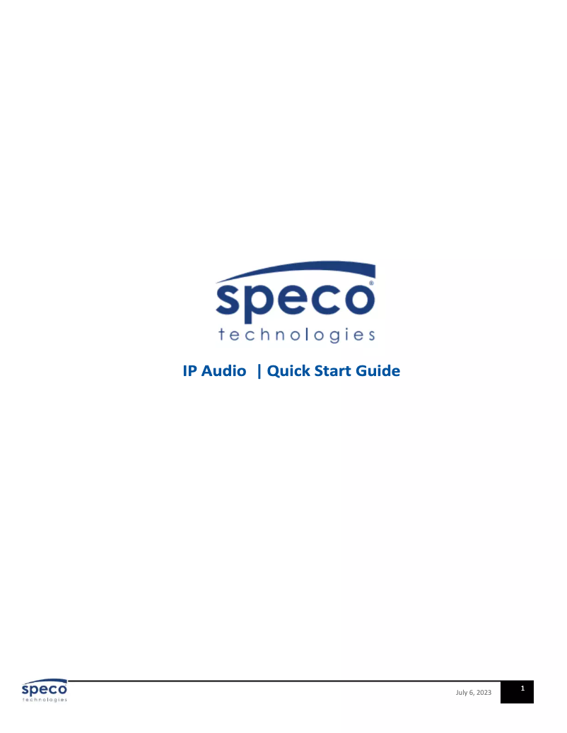 Page 1 de la notice Guide de démarrage rapide Speco Technologies SPIPH9AM
