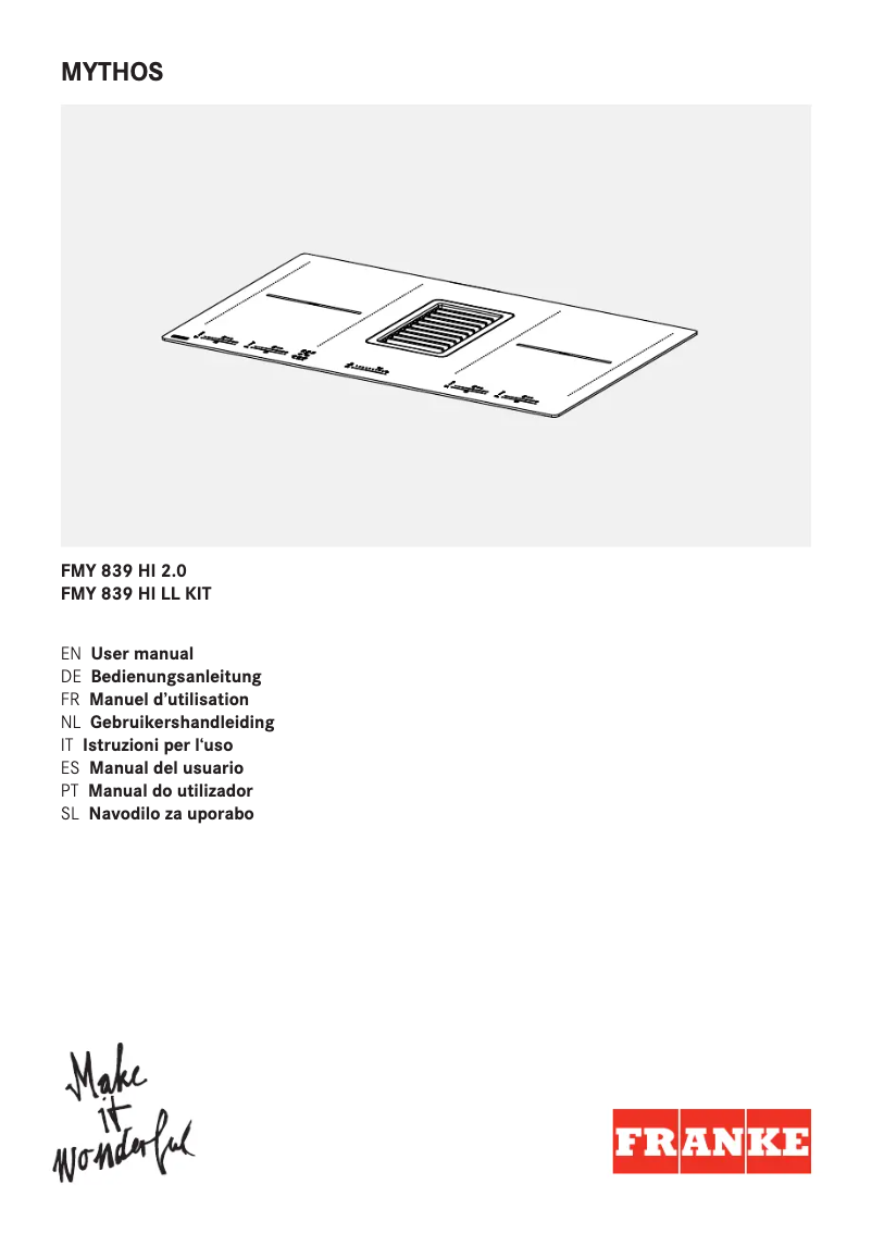 Page n°1 - Manuel utilisateur Franke MYTHOS