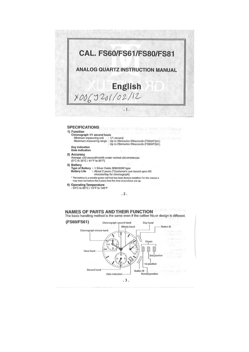 Page n°1 - Manuel utilisateur Grandeux FS60