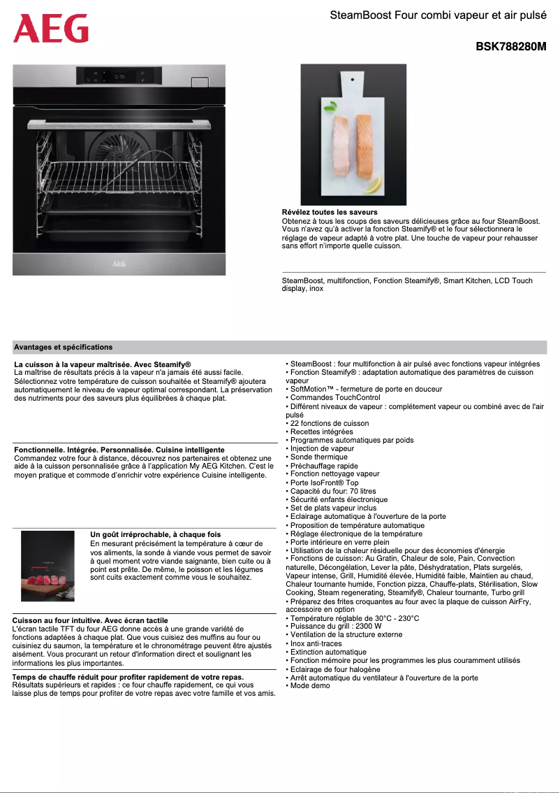 Page 1 de la notice Fiche technique AEG BSK788280M