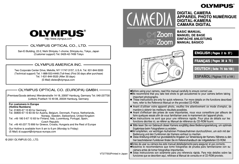 Página 1 del manual Manual de usuario Olympus Camedia D-150 Zoom