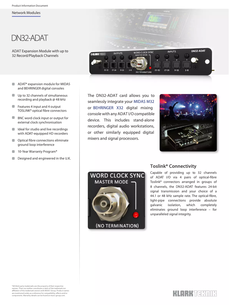 Page n°1 - Fiche technique Klark Teknik DN32-ADAT