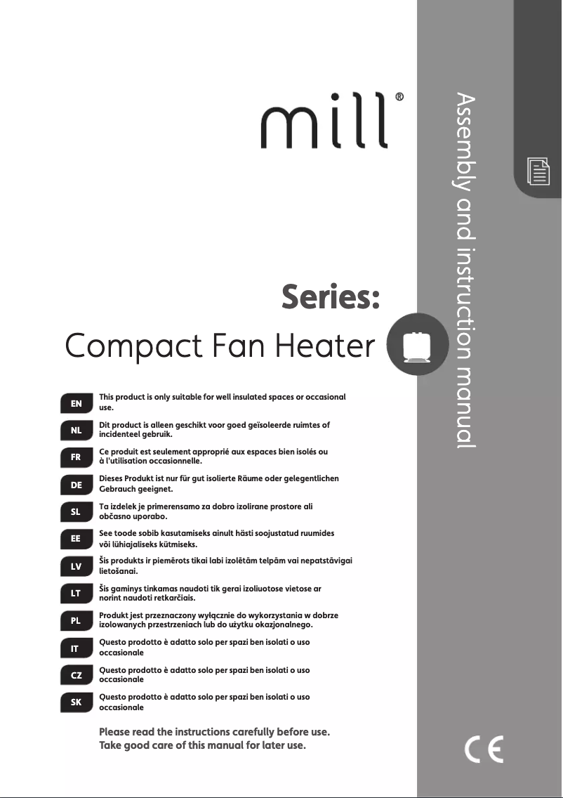 Page 1 de la notice Manuel utilisateur Mill CUS1800MECBA