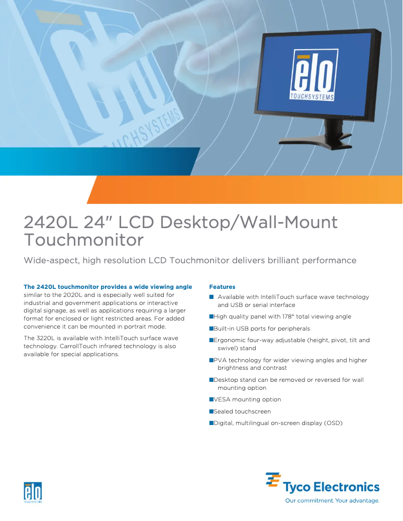 Page n°1 - Manuel utilisateur Elo 2420L