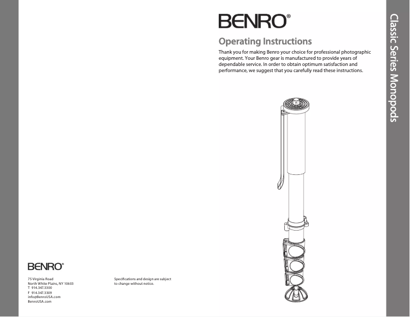 Page n°1 - Manuel utilisateur Benro A48FD