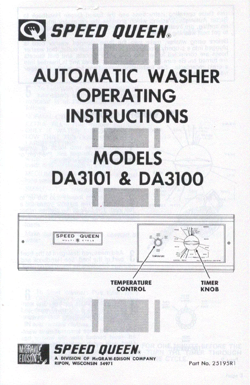 Page n°1 - Manuel utilisateur Speed Queen DA3101