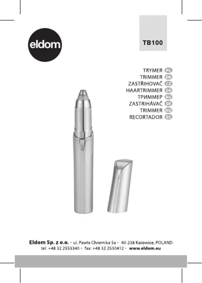 Page n°1 - Manuel utilisateur Eldom TB100