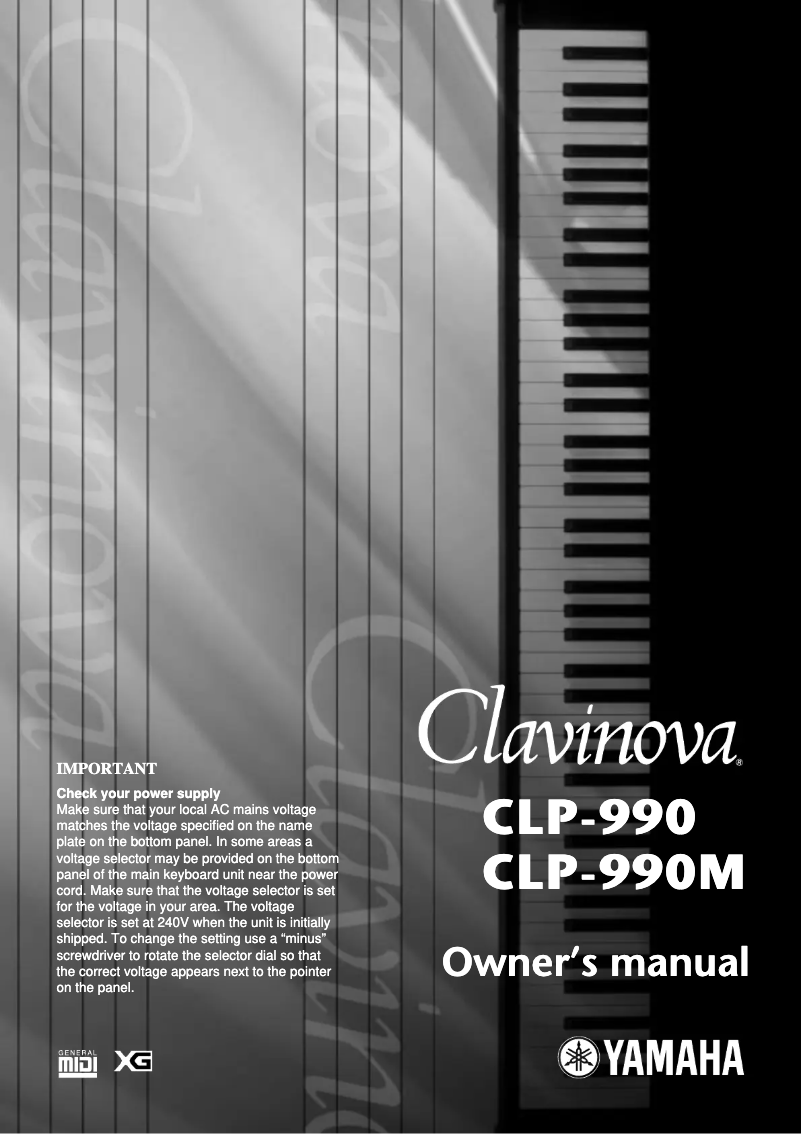 Image de la première page du manuel de l'appareil Clavinova CLP-990M