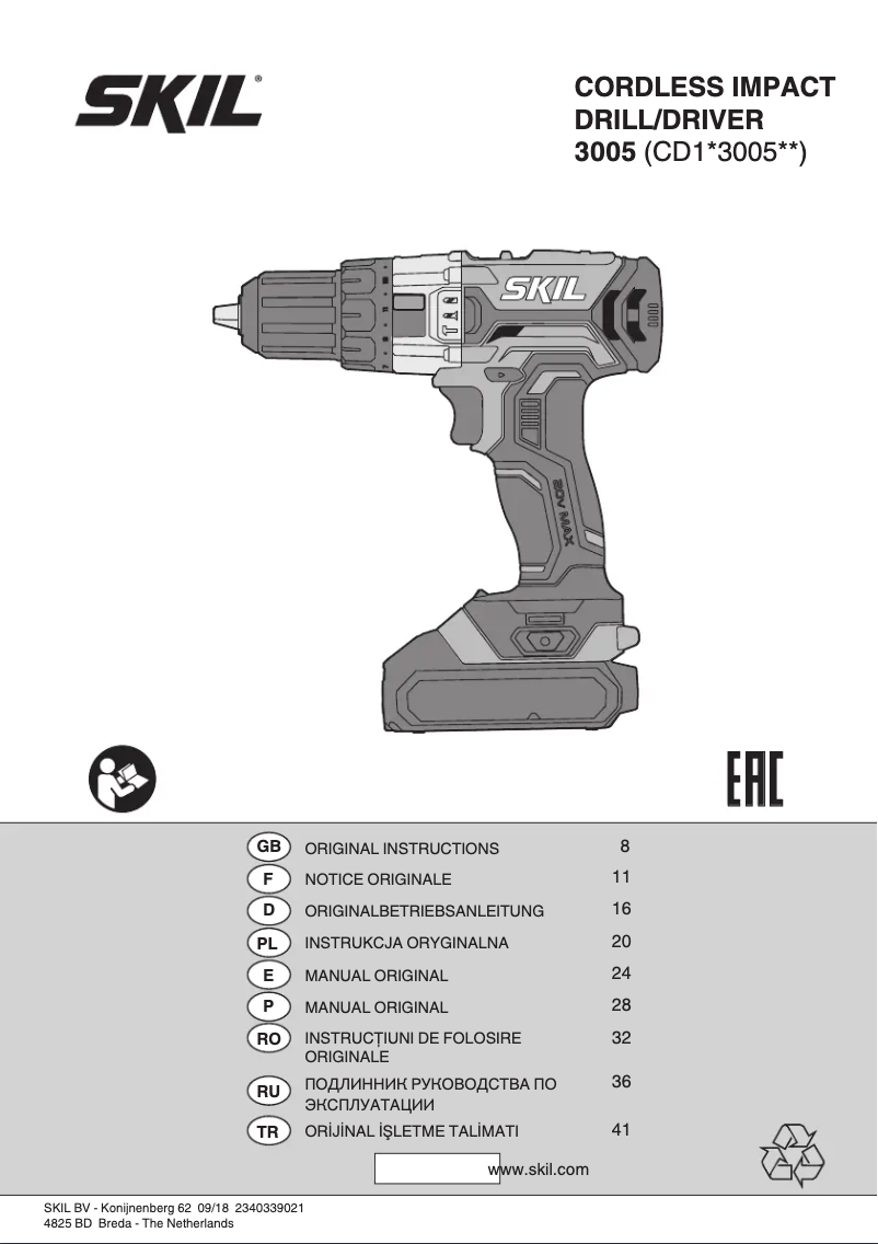 Page n°1 - Manuel utilisateur Skil 3005 GA