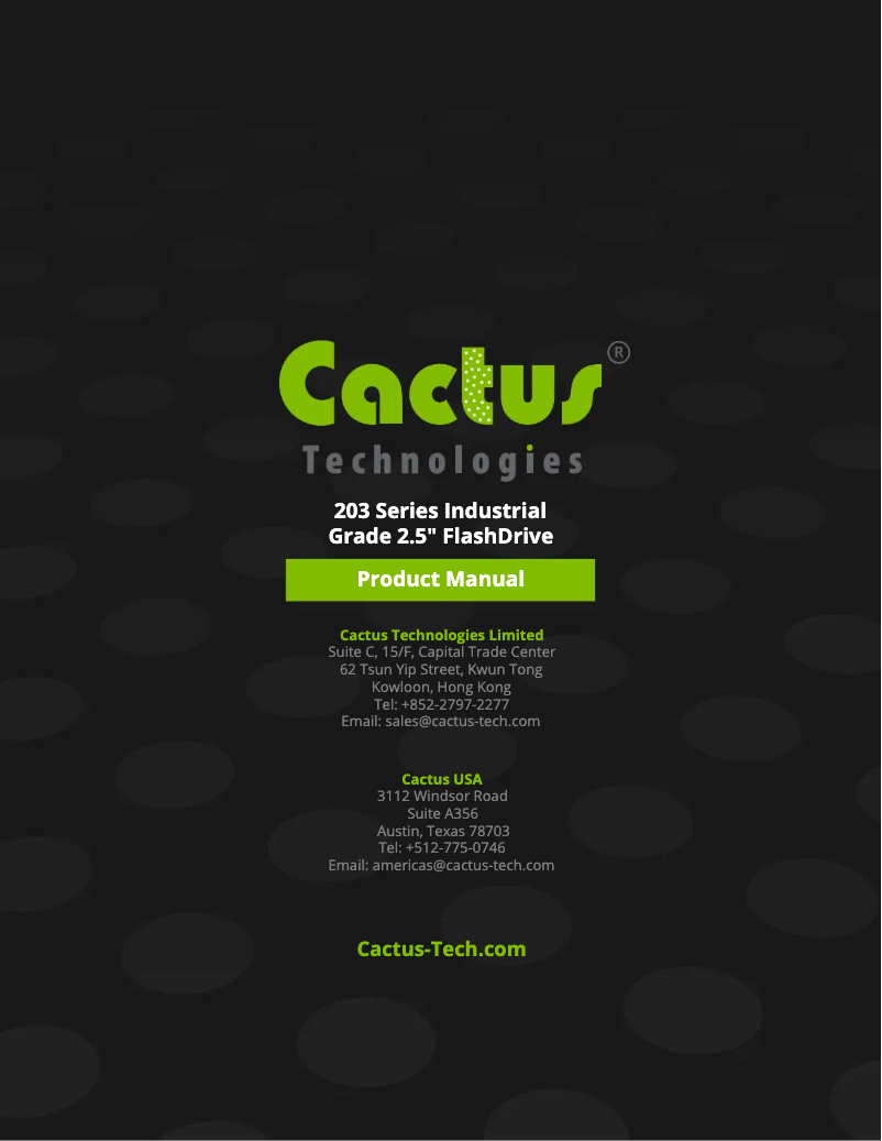 Page n°1 - Manuel utilisateur Cactus 203
