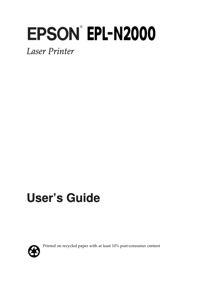 Page n°1 - Manuel utilisateur Epson EPL-N2000