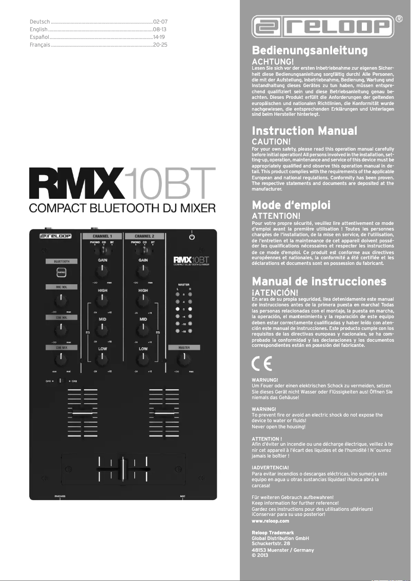Page n°1 - Manuel utilisateur Reloop RMX-10 BT