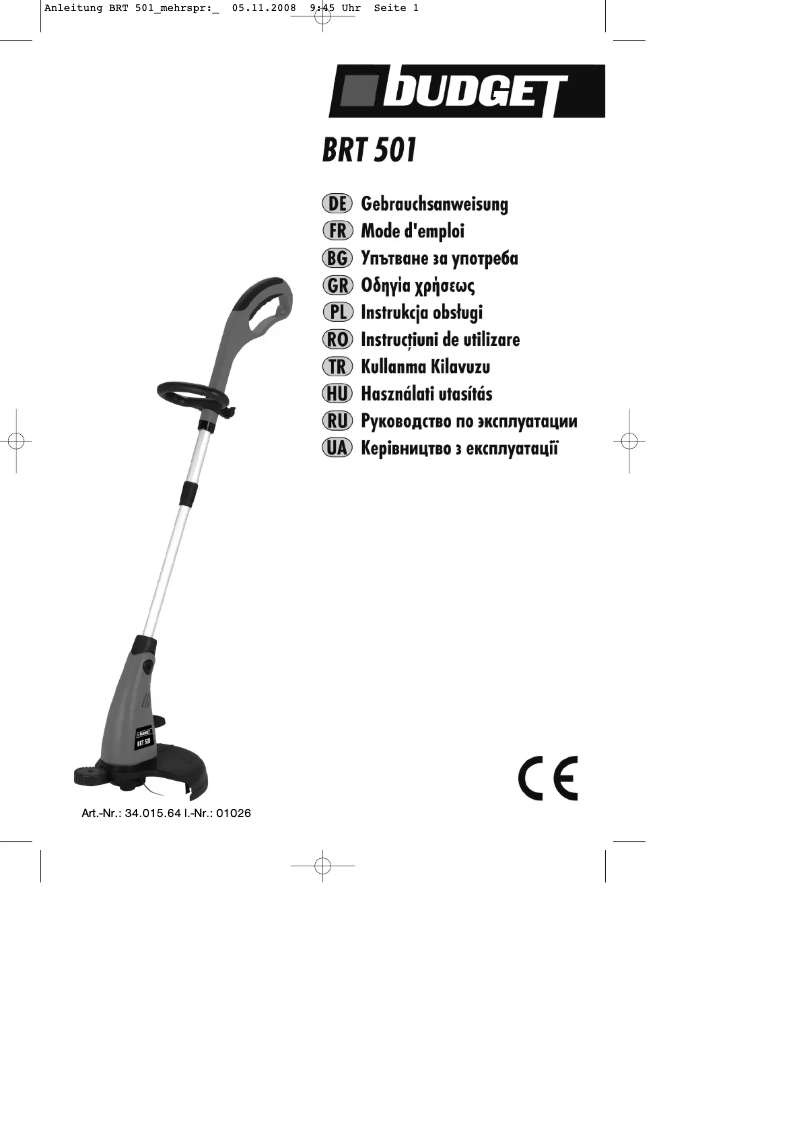 Image de la première page du manuel de l'appareil BRT 501