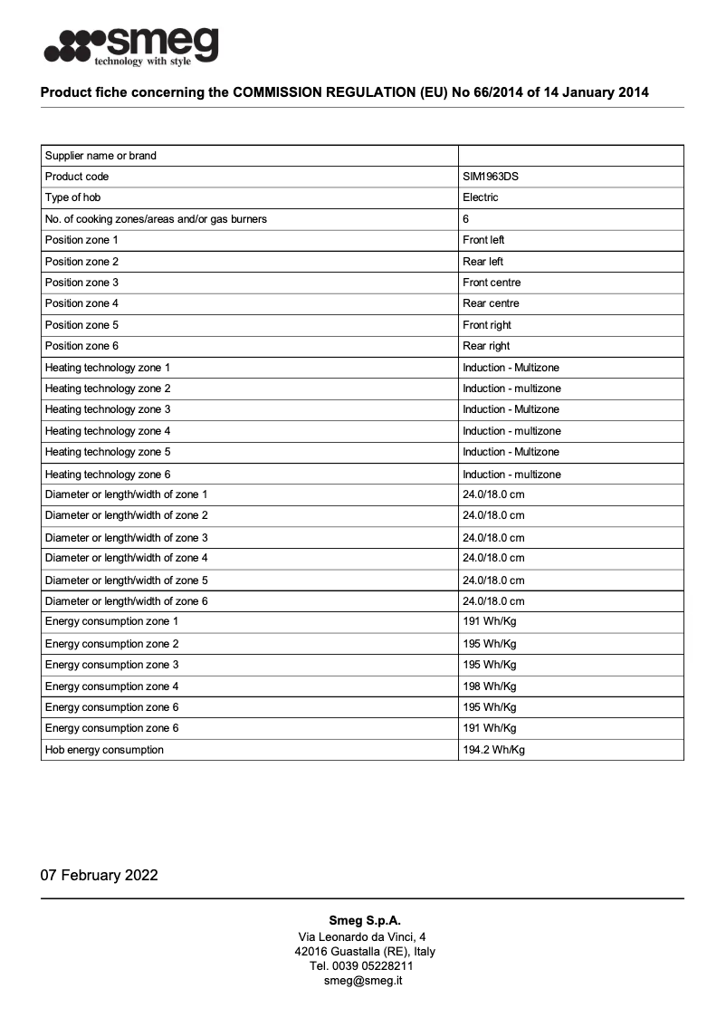 Page n°1 - Brochure Smeg SIM1963DS